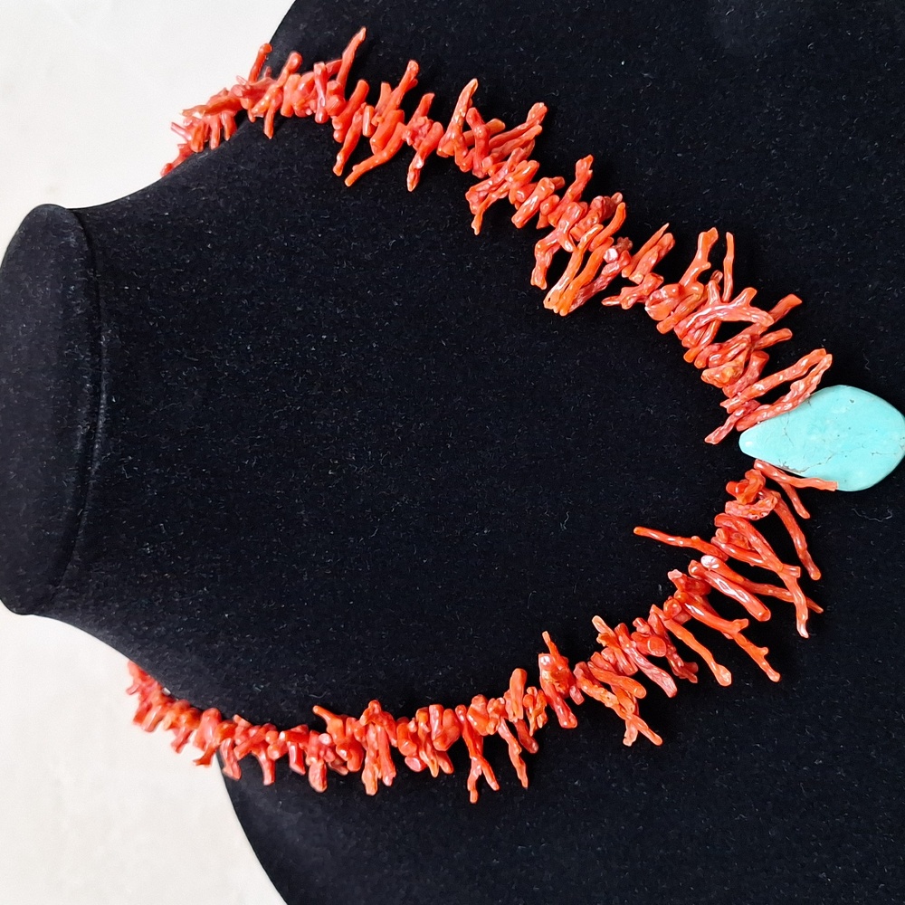 Branch Coral and Turquoise Necklace